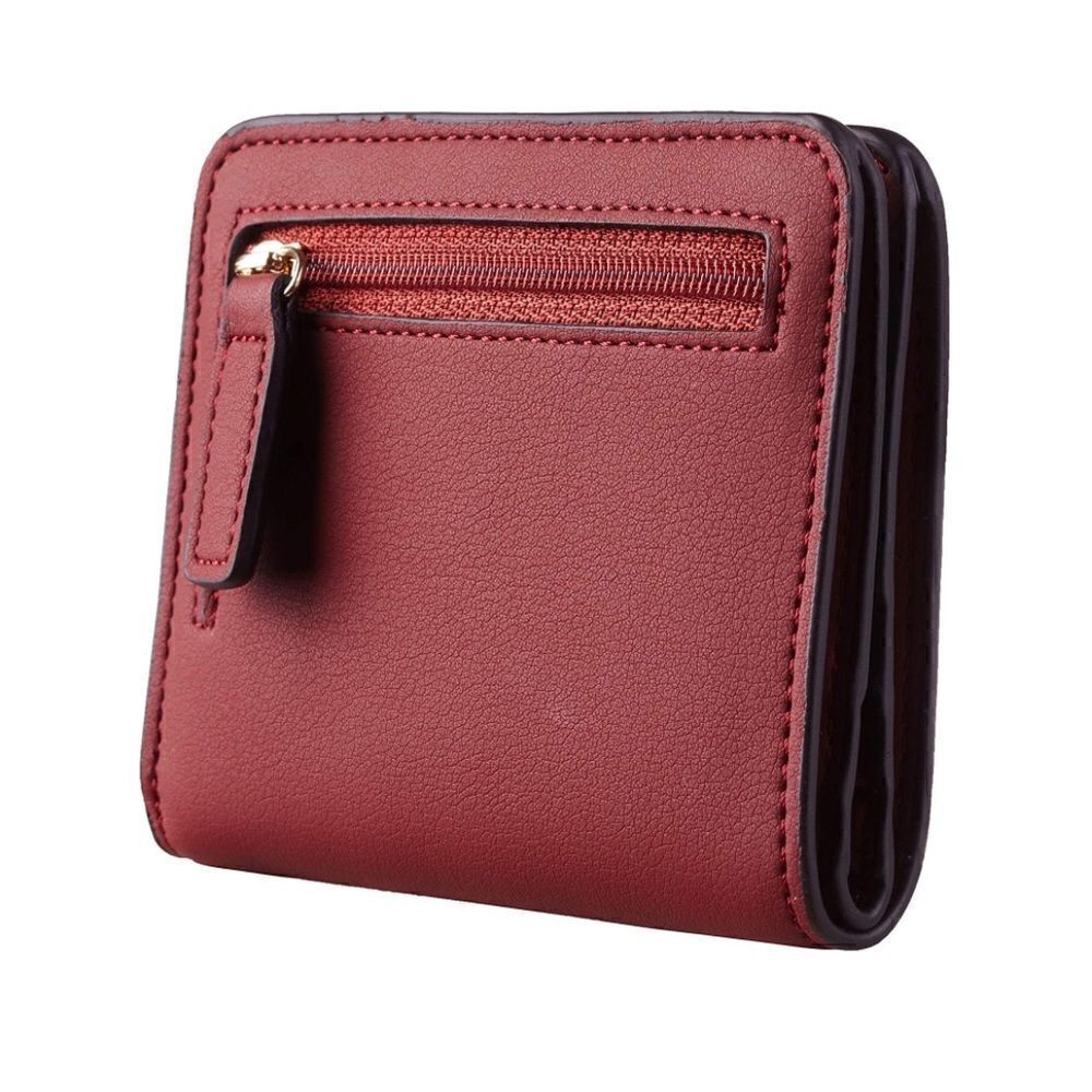 Deep Red Leather Compact Wallet
